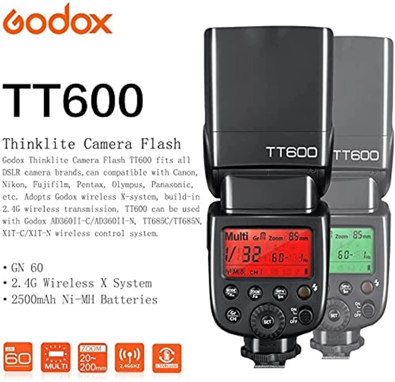 فلاش اسپیدلایت گودکس TT600 2.4G برای دوربین های کانن، نیکون، پنتاکس، الیمپوس، فوجی فیلم، پاناسونیک و پنتاکس فلاش اسپیدلایت گودکس TT600 2.4G برای دوربین های کانن، نیکون، پنتاکس، الیمپوس، فوجی فیلم، پاناسونیک و پنتاکس
