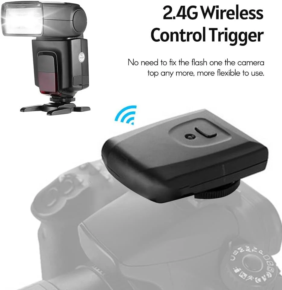 فلاش اکسترنال یونیورسال KASTWAVE TT520Ⅱ به همراه فرستنده تریگر وایرلس AT-16 2.4G با عدد راهنمای 33 و حالت های S1 S2 جایگزین برای Canon Nikon Pentax