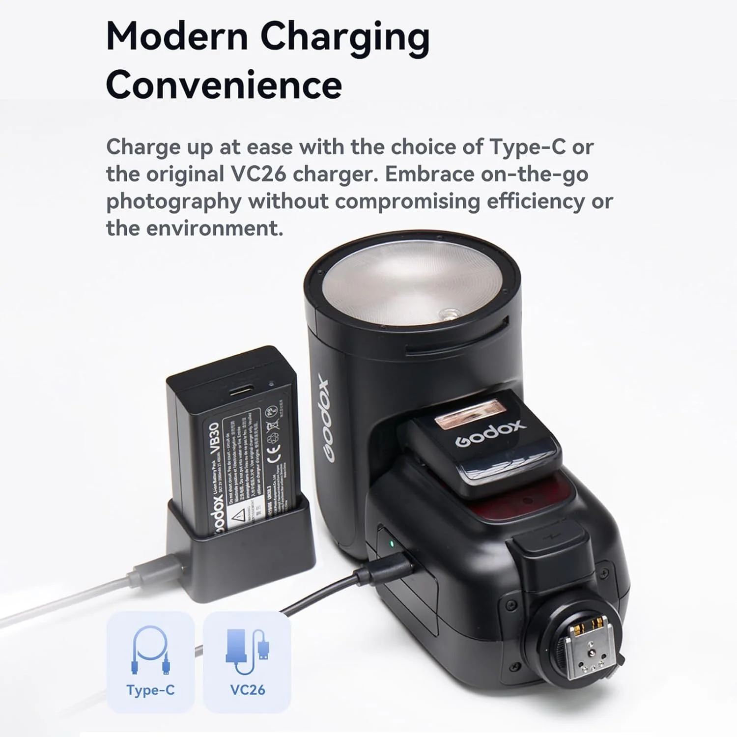 فلاش گودکس V1Pro-S سازگار با سونی، طراحی فلاش فرعی جداگانه، 76WS، 2.4G، TTL مجموعه AK-R1 (v1pro-s)