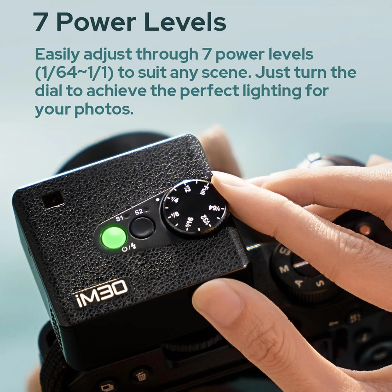 فلاش دوربین کوچک Godox iM30 GN15 با ۷ سطح قدرت، زمان شارژ مجدد ۳.۶ ثانیه و اتصال کفشک تک کنتاکت جایگزین برای دوربین های بدون آینه کانن، نیکون و سونی