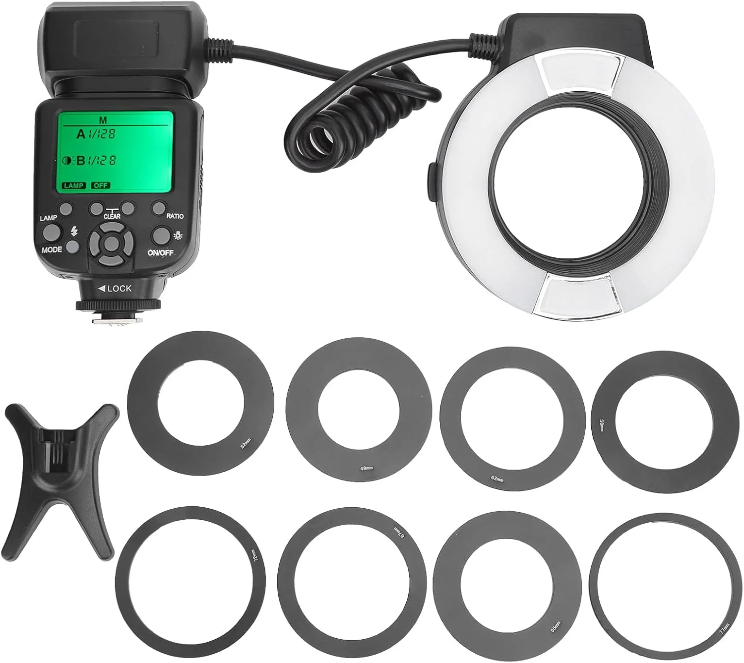 فلاش حلقوی ماکرو Tihebeyan با نسبت فلاش قابل تنظیم برای فلاش های دوربین، فوکوس خودرو برای عکاسان حرفه ای