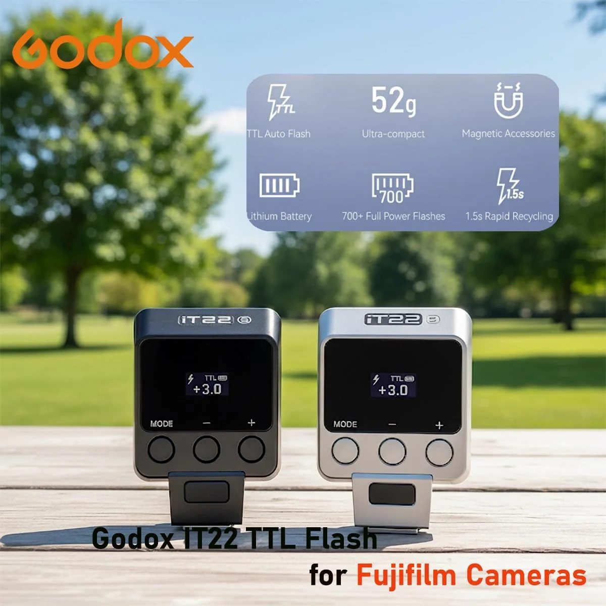 فلاش گودوکس IT22F برای فوجیفیلم، فلاش خودکار IT22F TTL، سازگار با Fujifilm X100VI GFX100RF XS20 XS10 XT30 II XT5 XM5 GFX50S GFX50R X-T4 X-T3 X-E4 فلاش گودوکس IT22F برای فوجیفیلم، فلاش خودکار IT22F TTL، سازگار با Fujifilm X100VI GFX100RF XS20 XS10 XT30 II XT5 XM5 GFX50S GFX50R X-T4 X-T3 X-E4