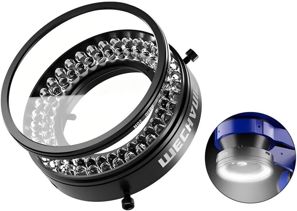 حلقه نور ال ای دی 72 قطبی با قابلیت تنظیم برای میکروسکوپ و دوربین، نورپرداز کم نور شونده ضد انعکاس، حذف بازتاب، لامپ حلقه ای ال ای دی برای میکروسکوپ استریو، بازرسی و عکاسی
