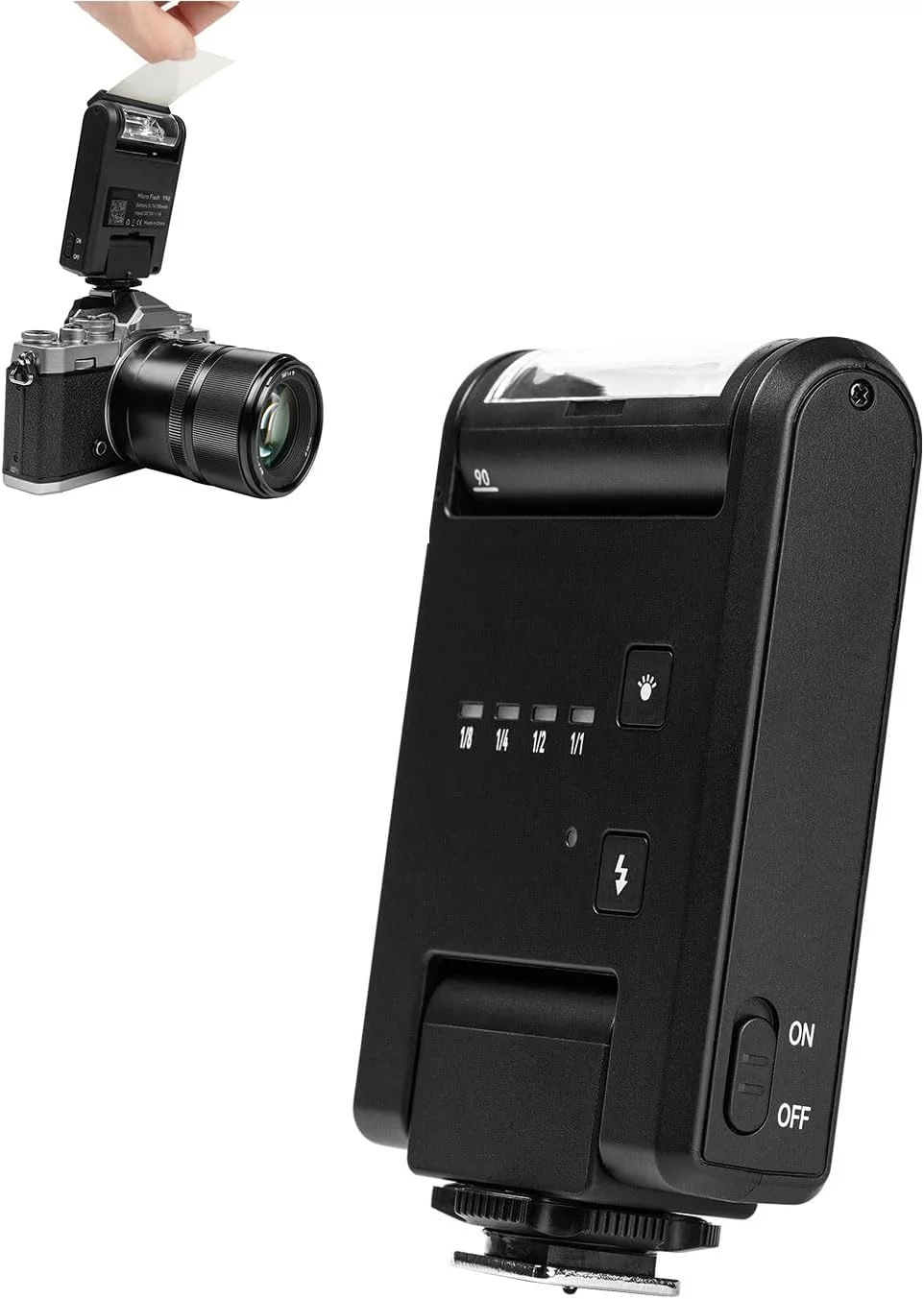 فلاش کوچک کفشکی Jiawu YN6 با طراحی چندمنظوره، فلاش دستی، چرخش 105 درجه، فلاش دوربین دیجیتال قابل حمل و بادوام، قابل شارژ (مشکی)