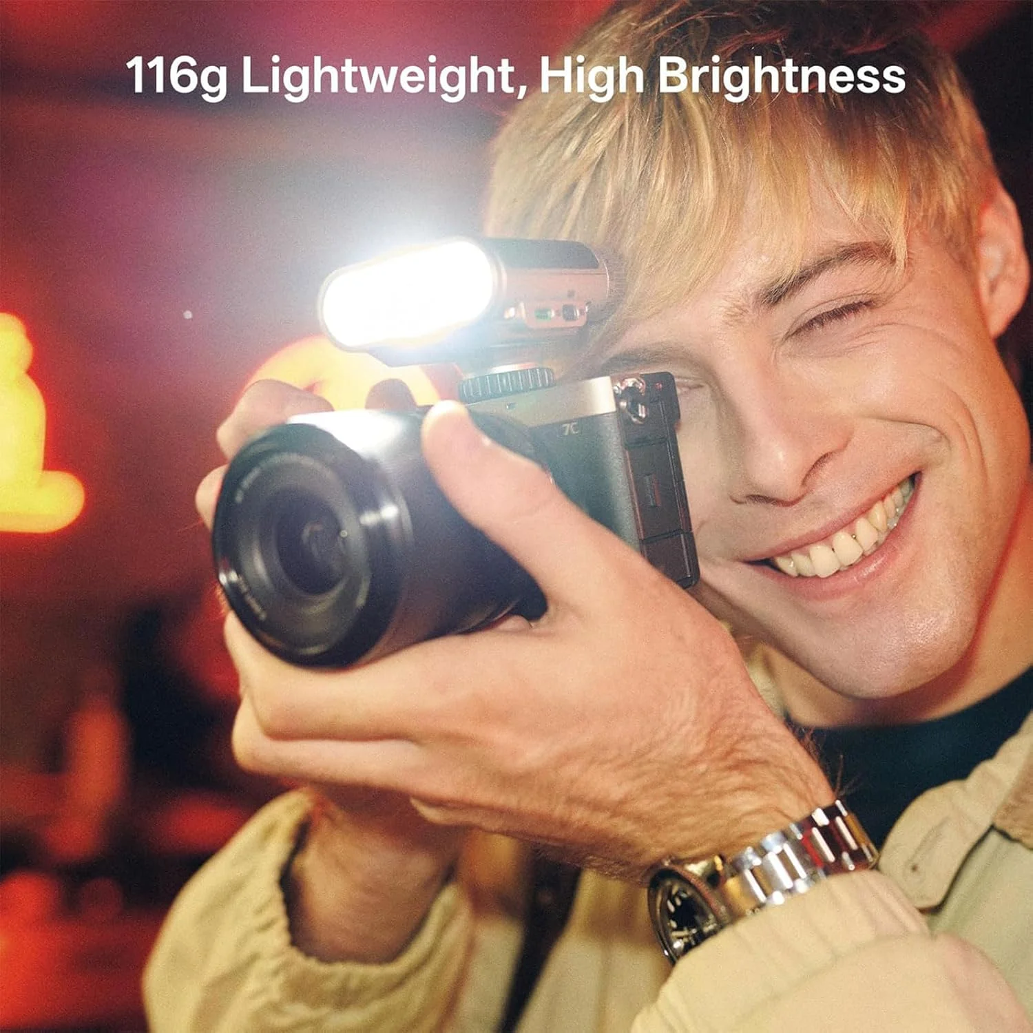 فلاش دوربین رترو، فلاش کوچک 23W/s، مینی فلاش جمع و جور با 400 فلاش 1100mAh سازگار برای دوربین، با روکش چرمی، شارژ سریع