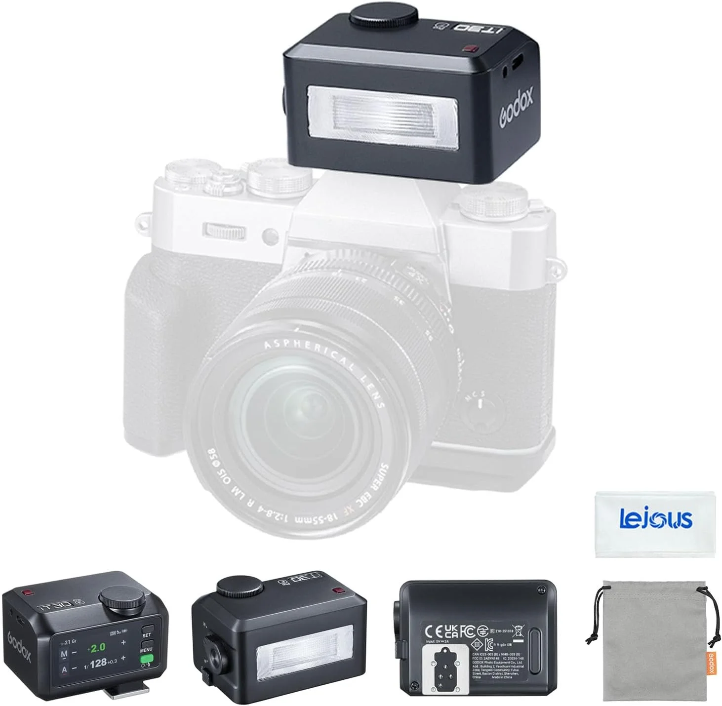 فلاش کوچک گودکس iT30Pro-F TTL برای فوجی، صفحه لمسی، HSS 1/8000 ثانیه، فلاش اسپیدلایت بی سیم 2.4G، باتری داخلی