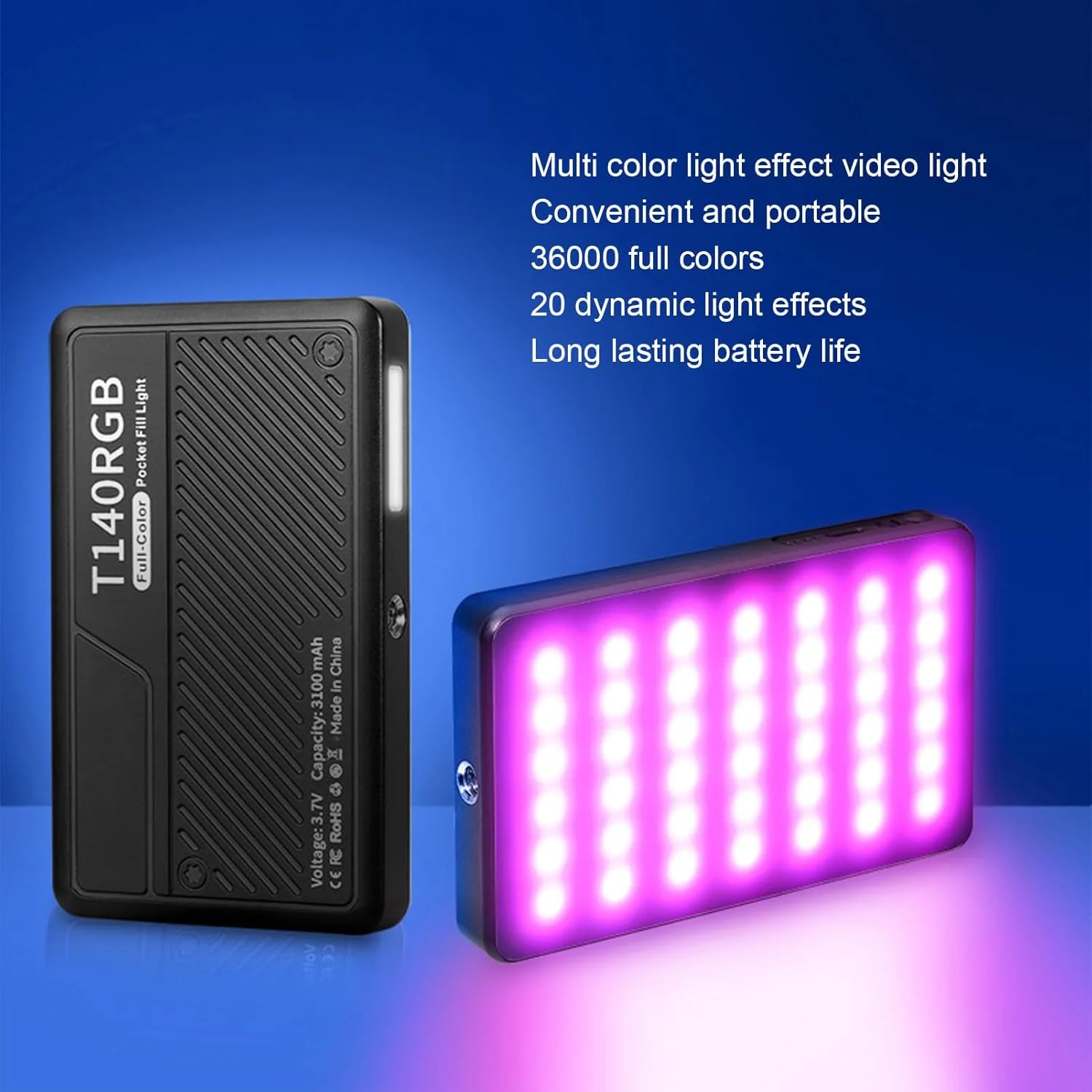 نور ویدئویی RGB متحرک Jiawu با 36000 گزینه رنگ برای عکاسان، نور تلفن همراه قابل حمل با پشتیبانی کفشک سرد برای سلفی