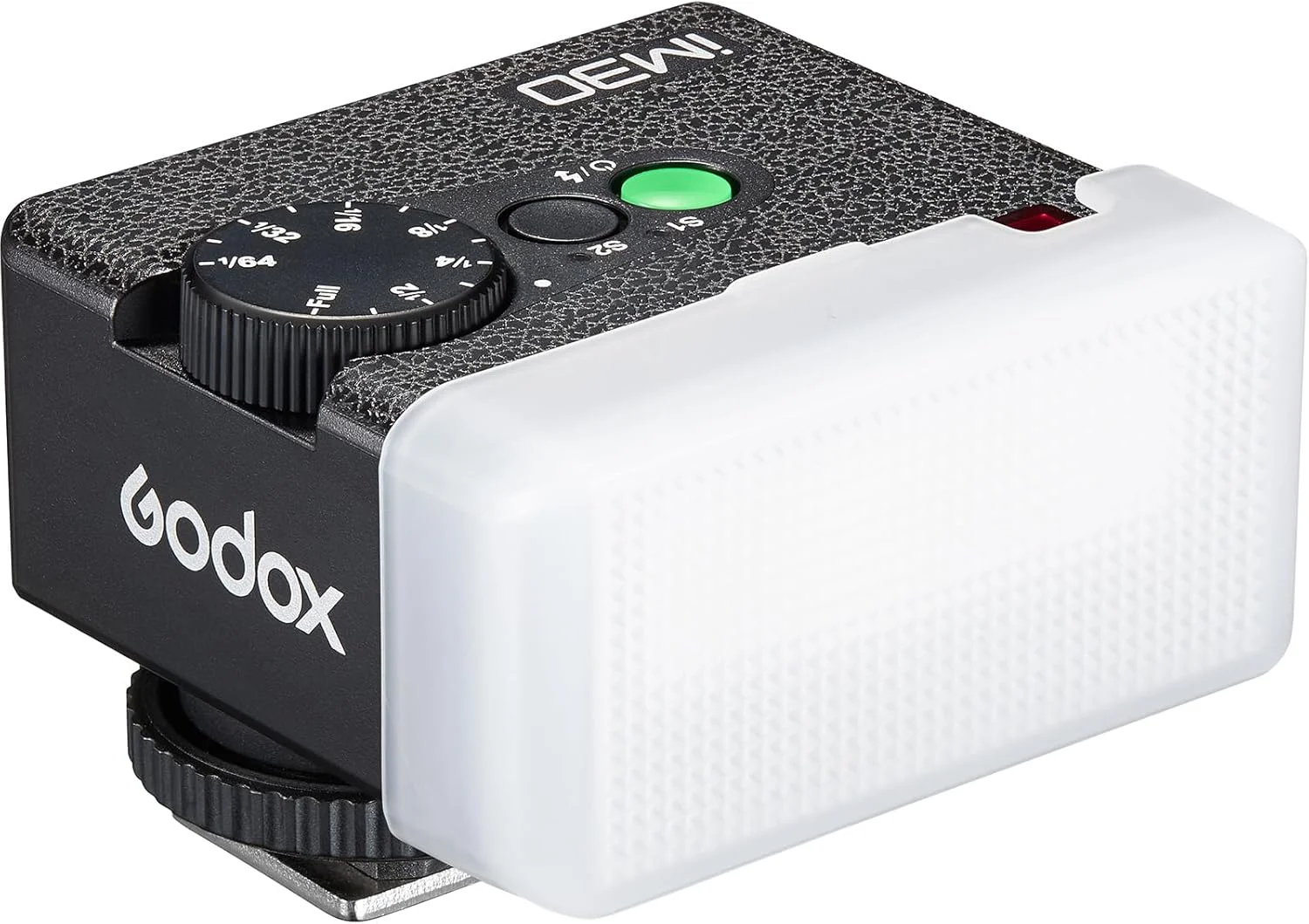 فلاش کوچک گودکس iM30 با دیفیوزر برای دوربین های کانن، نیکون، سونی، فوجی، المپوس با هات شو تک کنتاکت، فلاش Speedlite GN15، تنظیم قدرت 7 مرحله ای، 230 فلاش، حالت های Slave اپتیکال S1/S2