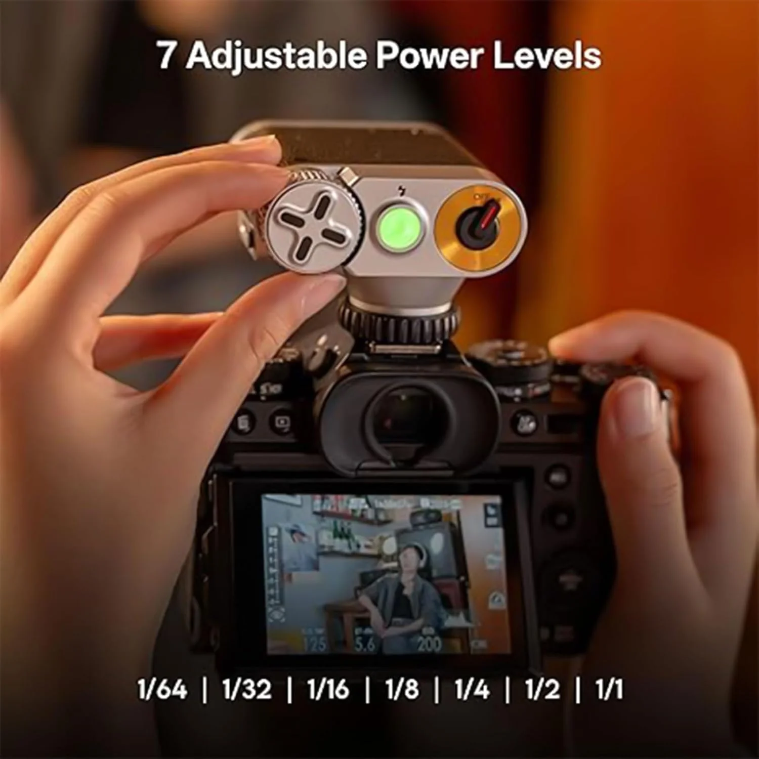 فلاش دوربین رترو Plyisty، 24W / S بازیافت 0.2-1.5 ثانیه، فلاش کوچک دوربین با 7 سطح، کنترل نوری S1/S2، GN12 فلاش روی دوربین، مانت تک پایه