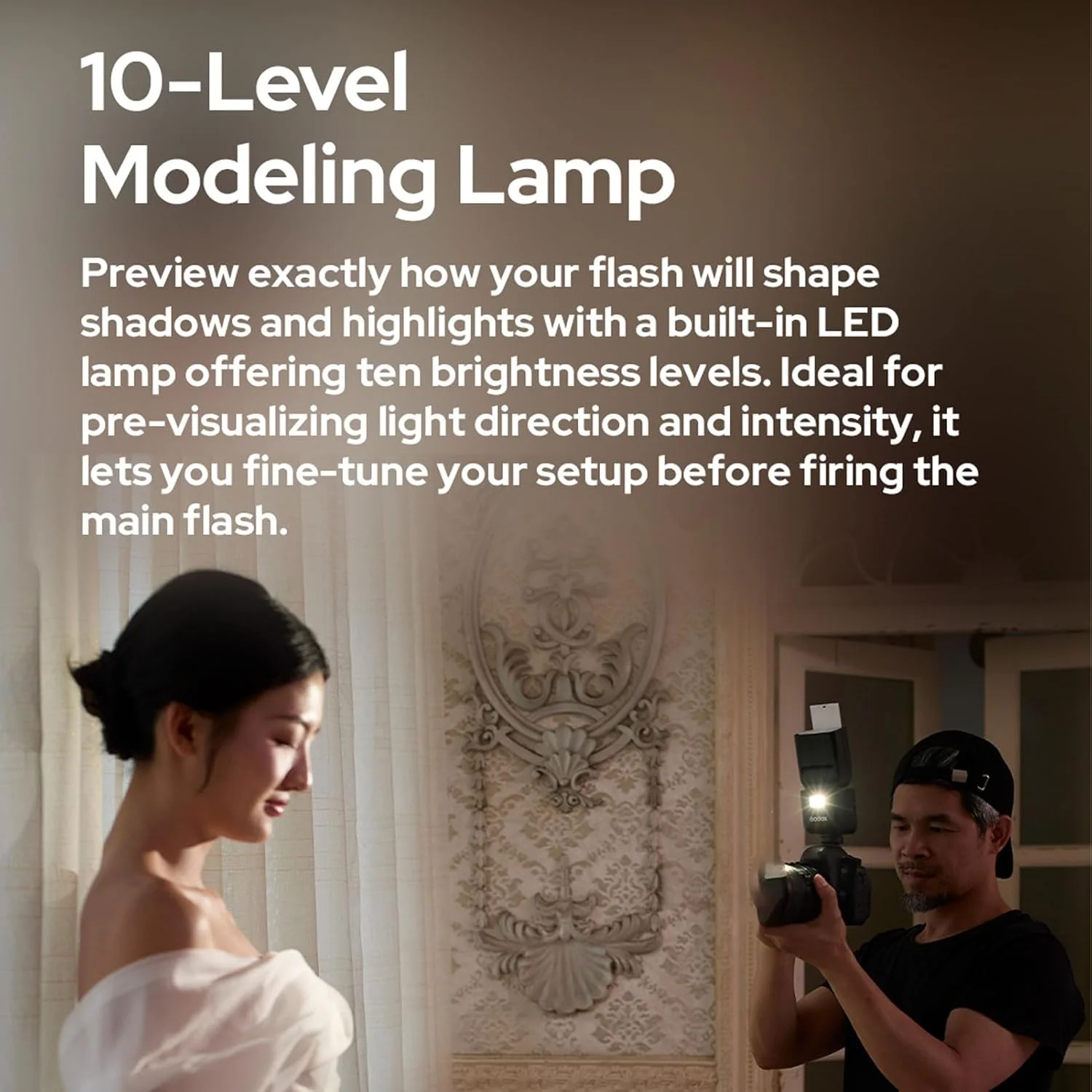 فلاش دوربین TTL مدل GODOX V480C V480-C برای دوربین های کانن، عدد راهنمای 50، سرعت همگام‌سازی 1/8000 ثانیه، زمان شارژ مجدد 1.7 ثانیه، دارای نور LED با دمای 5600K و قابلیت تنظیم، به همراه پخش‌کننده نور، سازگار با دوربین‌های کانن