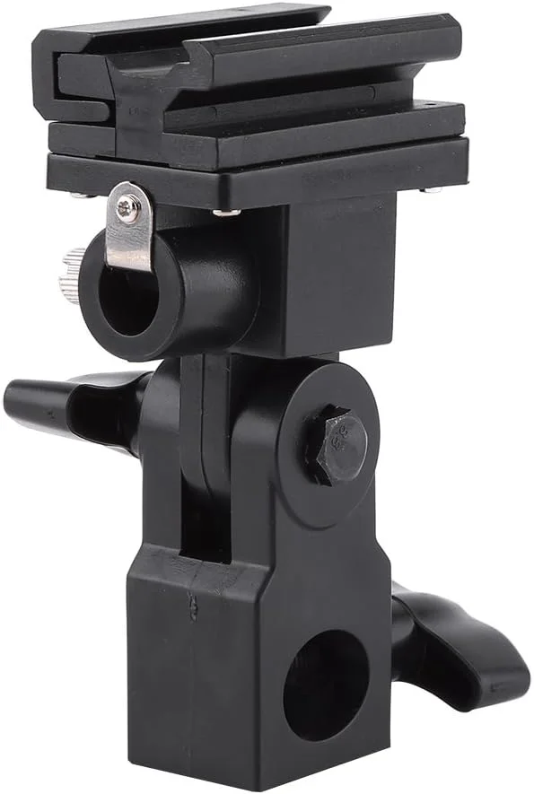 نگهدارنده فلاش کفشک گرم Tnfeeon، جنس با کیفیت، پشتیبانی ایمن، نگهدارنده چتر، طراحی چند منظوره، زاویه فلاش قابل تنظیم، براکت مشکی، پلاستیک سبک وزن برای عکاسی عکس و فیلم