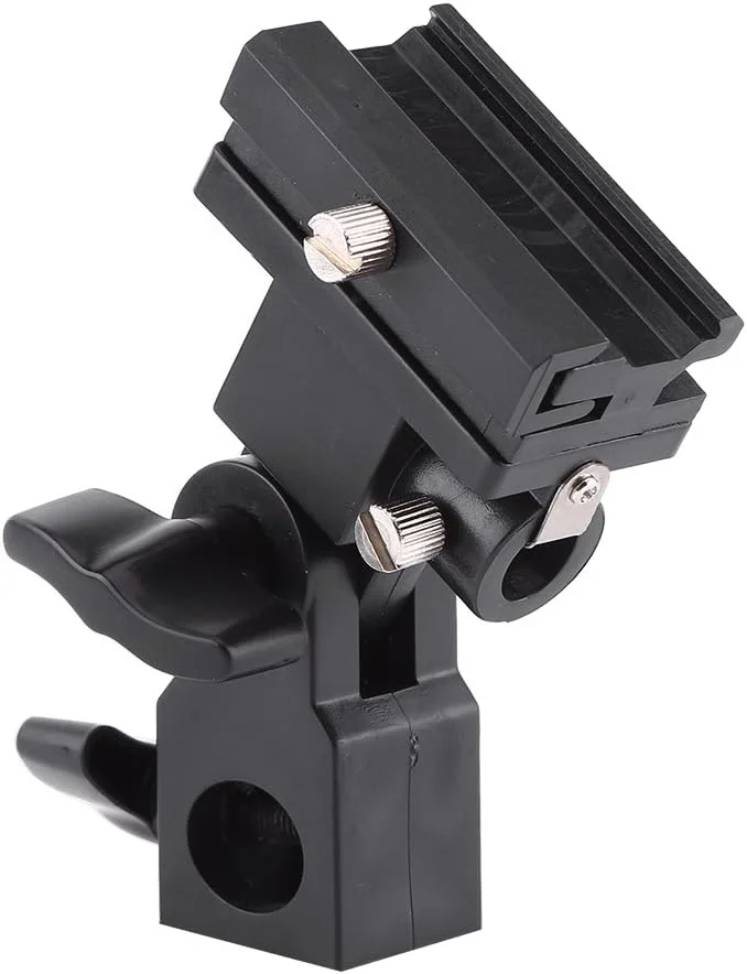 نگهدارنده فلاش کفشک گرم Tnfeeon، جنس با کیفیت، پشتیبانی ایمن، نگهدارنده چتر، طراحی چند منظوره، زاویه فلاش قابل تنظیم، براکت مشکی، پلاستیک سبک وزن برای عکاسی عکس و فیلم