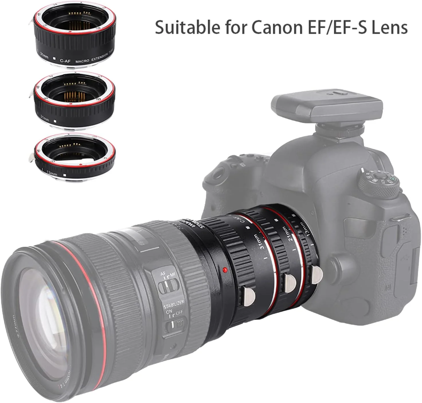 مجموعه حلقه های آداپتور لنز ماکرو، فوکوس خودکار سبک وزن برای عکس های کلوزآپ با 3 حلقه بزرگنمایی برای لنزهای EF/EF-S، مناسب برای علاقه مندان به عکاسی، جنس قابل تنظیم مجموعه حلقه های آداپتور لنز ماکرو، فوکوس خودکار سبک وزن برای عکس های کلوزآپ با 3 حلقه بزرگنمایی برای لنزهای EF/EF-S، مناسب برای علاقه مندان به عکاسی، جنس قابل تنظیم
