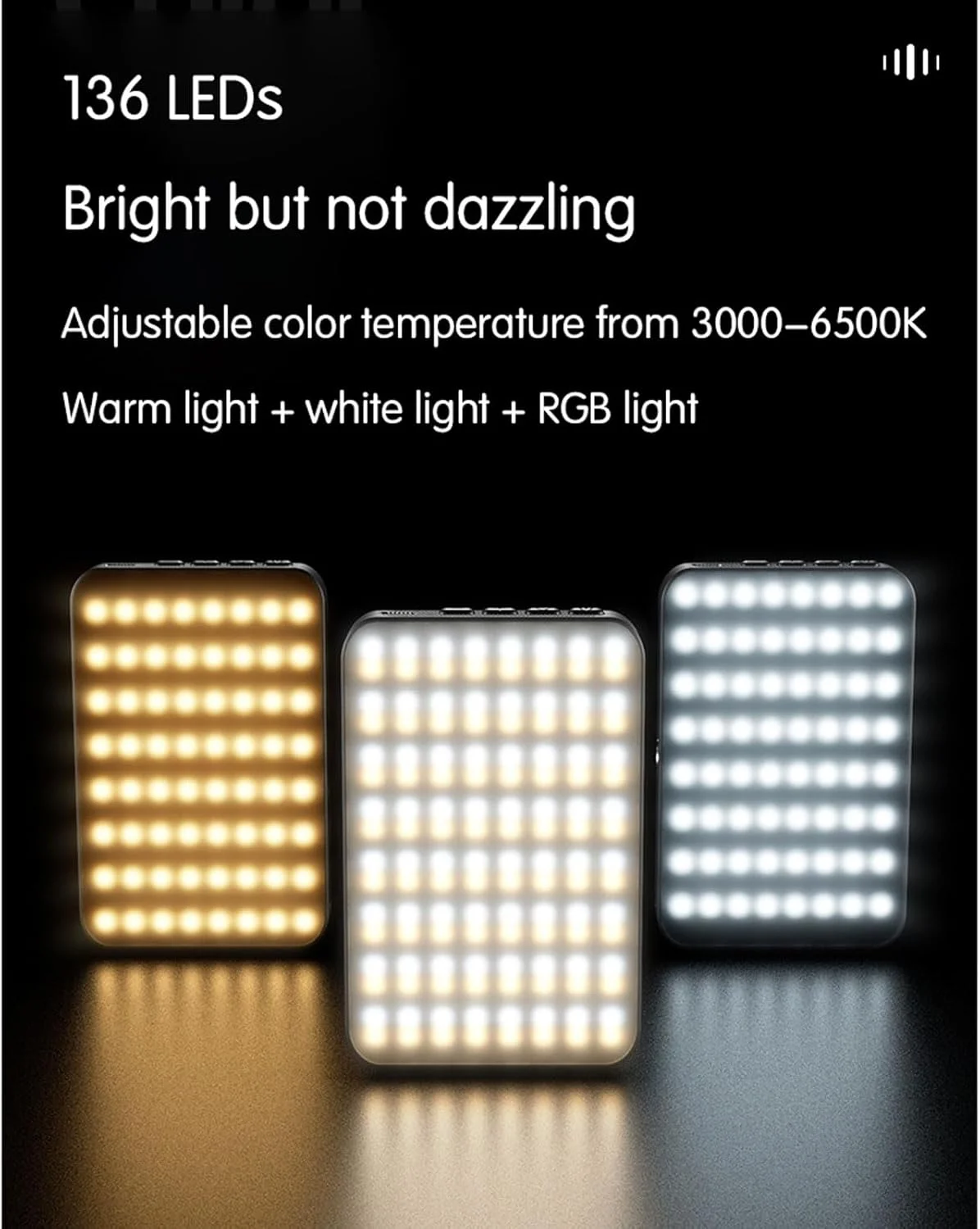 نور ال ای دی قابل حمل، نور سلفی با قابلیت تنظیم نور، 3 حالت نور، 10 سطح روشنایی، شارژ USB، گیره برای تلفن، لپ تاپ، دوربین، برای ویدئو، فیلمبرداری، پخش زنده، سلفی