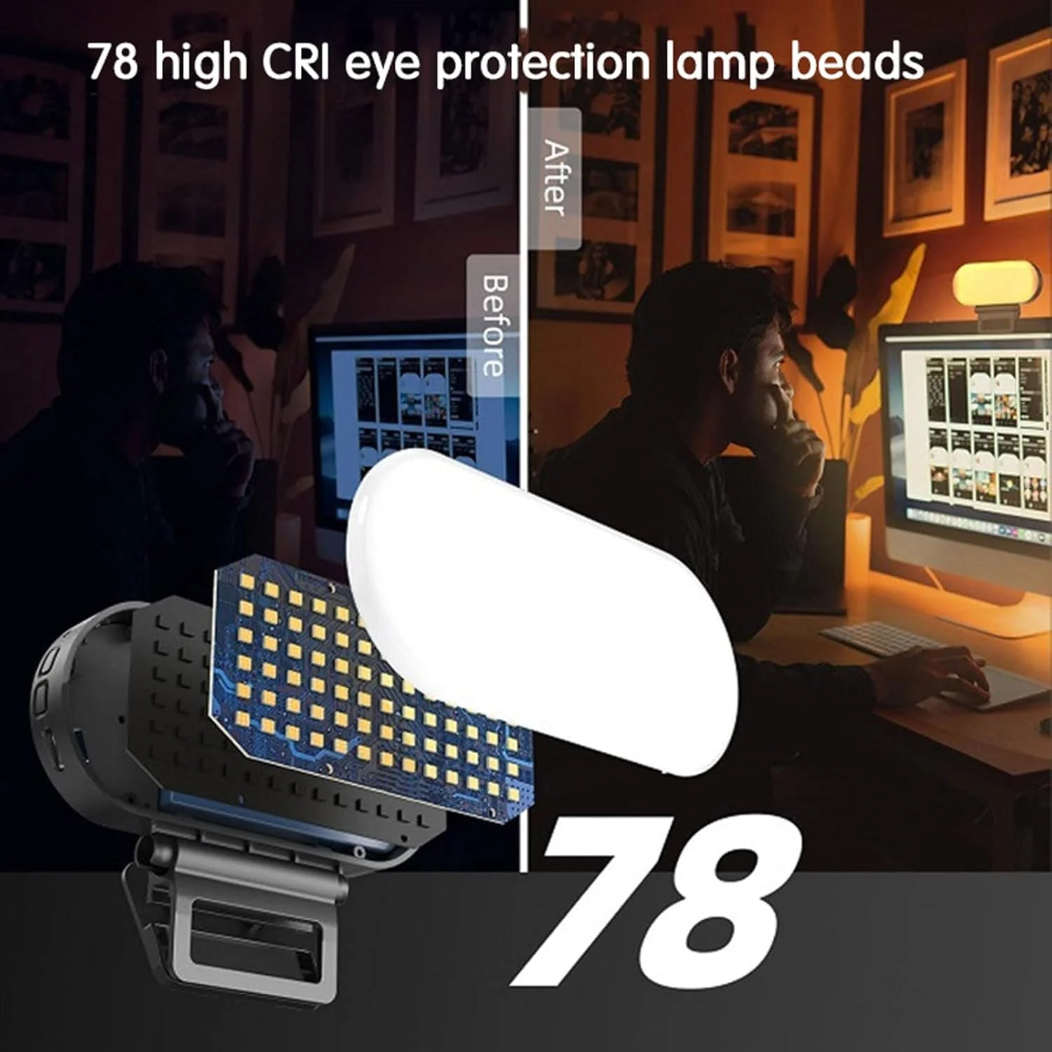 نور سلفی LED قابل تنظیم، نور سلفی قابل حمل LED، شارژ USB، گیره های متنوع، 3 حالت نور، گیره برای تلفن/لپ تاپ/دوربین، برای ویدئو، عکاسی، پخش زنده، سلفی