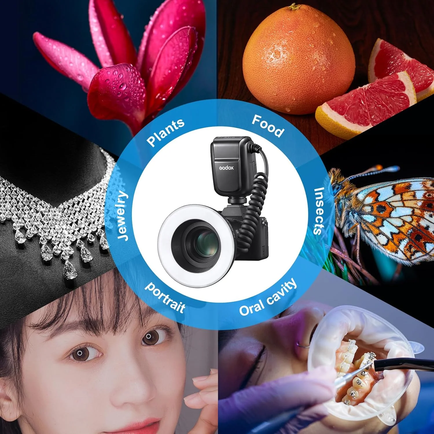 فلاش حلقوی ماکرو گودکس MF-R76N TTL برای نیکون TTL/M حالت 5900K 76Ws کنترل بیسیم 2.4G 550 فلاش با قدرت کامل زمان بازیافت 0.1-1 ثانیه لولههای فلاش دوتایی با صفحه LCD برای عکاسی از حشرات، گیاهان، جواهرات فلاش حلقوی ماکرو گودکس MF-R76N TTL برای نیکون TTL/M حالت 5900K 76Ws کنترل بیسیم 2.4G 550 فلاش با قدرت کامل زمان بازیافت 0.1-1 ثانیه لولههای فلاش دوتایی با صفحه LCD برای عکاسی از حشرات، گیاهان، جواهرات