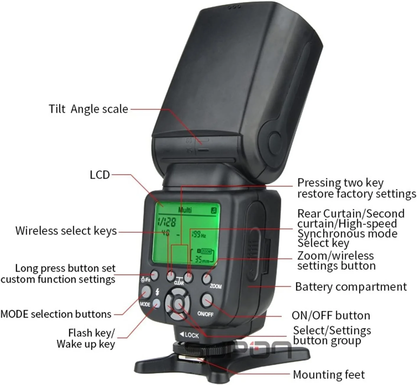 فلاش حرفه ای TTL با همگام سازی سرعت بالا برای دوربین های دیجیتال SLR مدل TR988+Diffuser