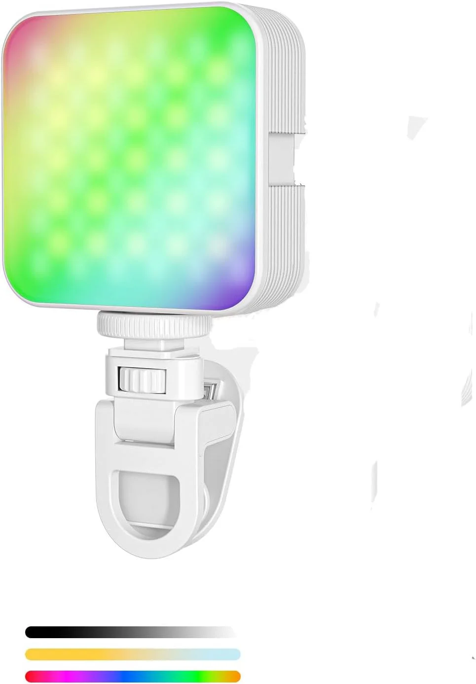 نور پرکننده LED قابل حمل، نور پرکننده ویدیویی RGB، با قابلیت تنظیم نور، گیره قابل شارژ برای تلفن/لپ تاپ/دوربین، برای ویدیو، عکاسی، پخش زنده، سلفی