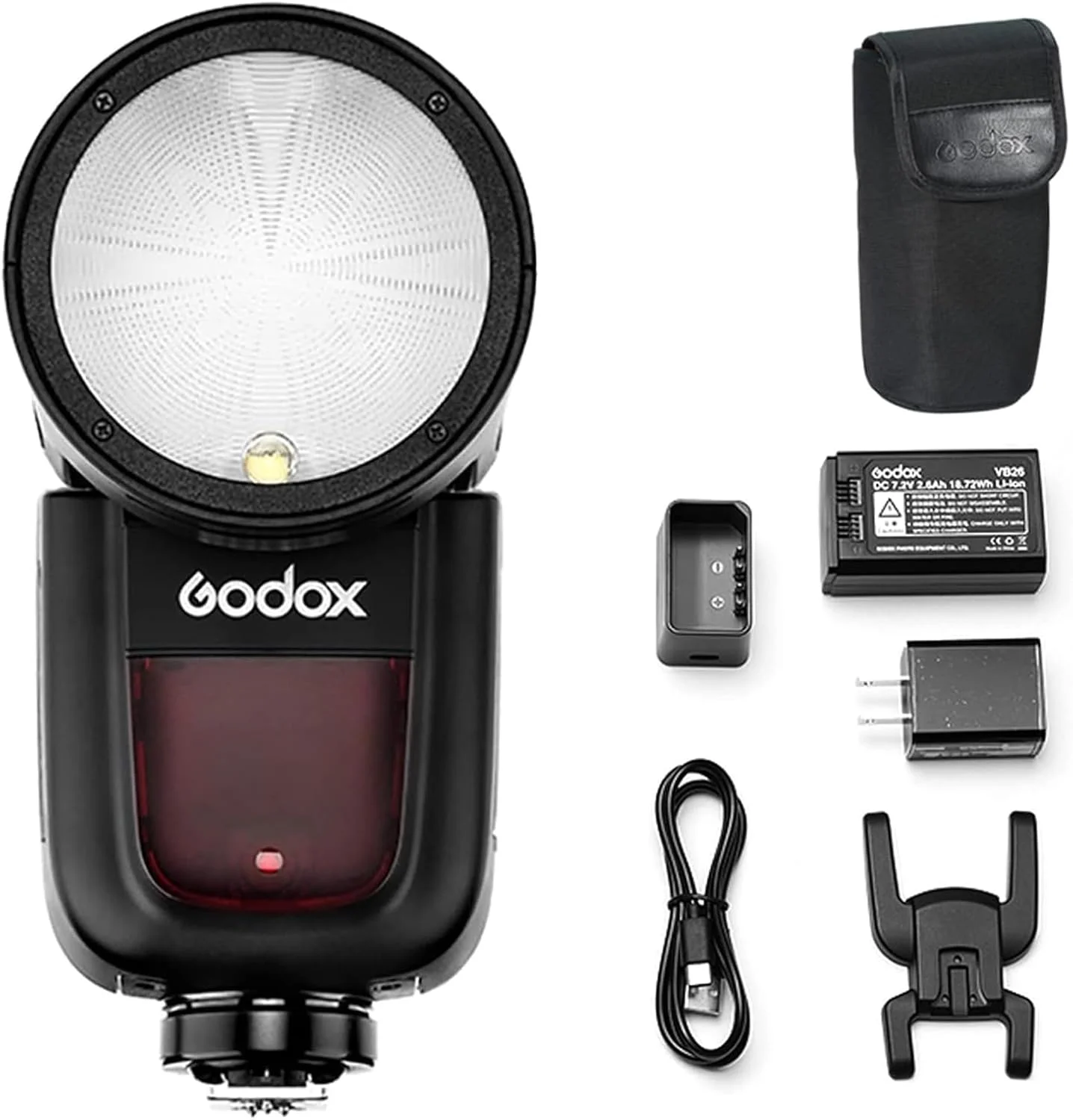 فلاش اسپیدلایت سر گرد Godox V1-C برای دوربین های Canon 2.4G X Wireless HSS 76Ws به همراه باتری لیتیومی