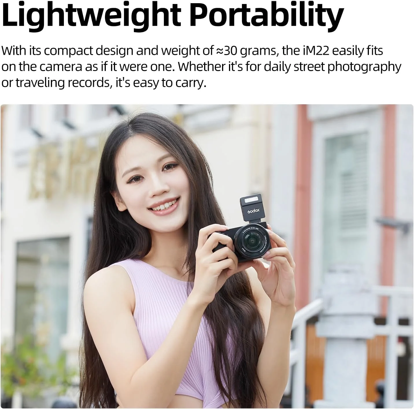 فلاش کوچک گودکس iM22، 5 سطح قدرت فلاش، عدد راهنمای 15، جمع و جور و قابل حمل برای عکاسی پرتره در فضای باز