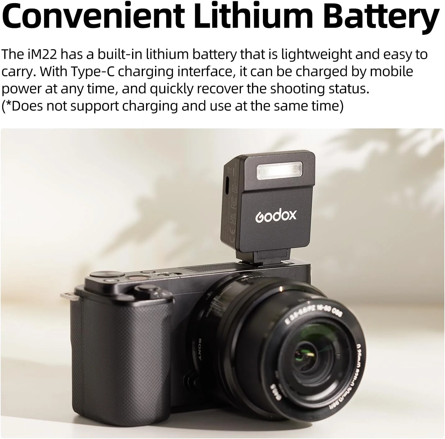 فلاش کوچک گودکس iM22، 5 سطح قدرت فلاش، عدد راهنمای 15، جمع و جور و قابل حمل برای عکاسی پرتره در فضای باز