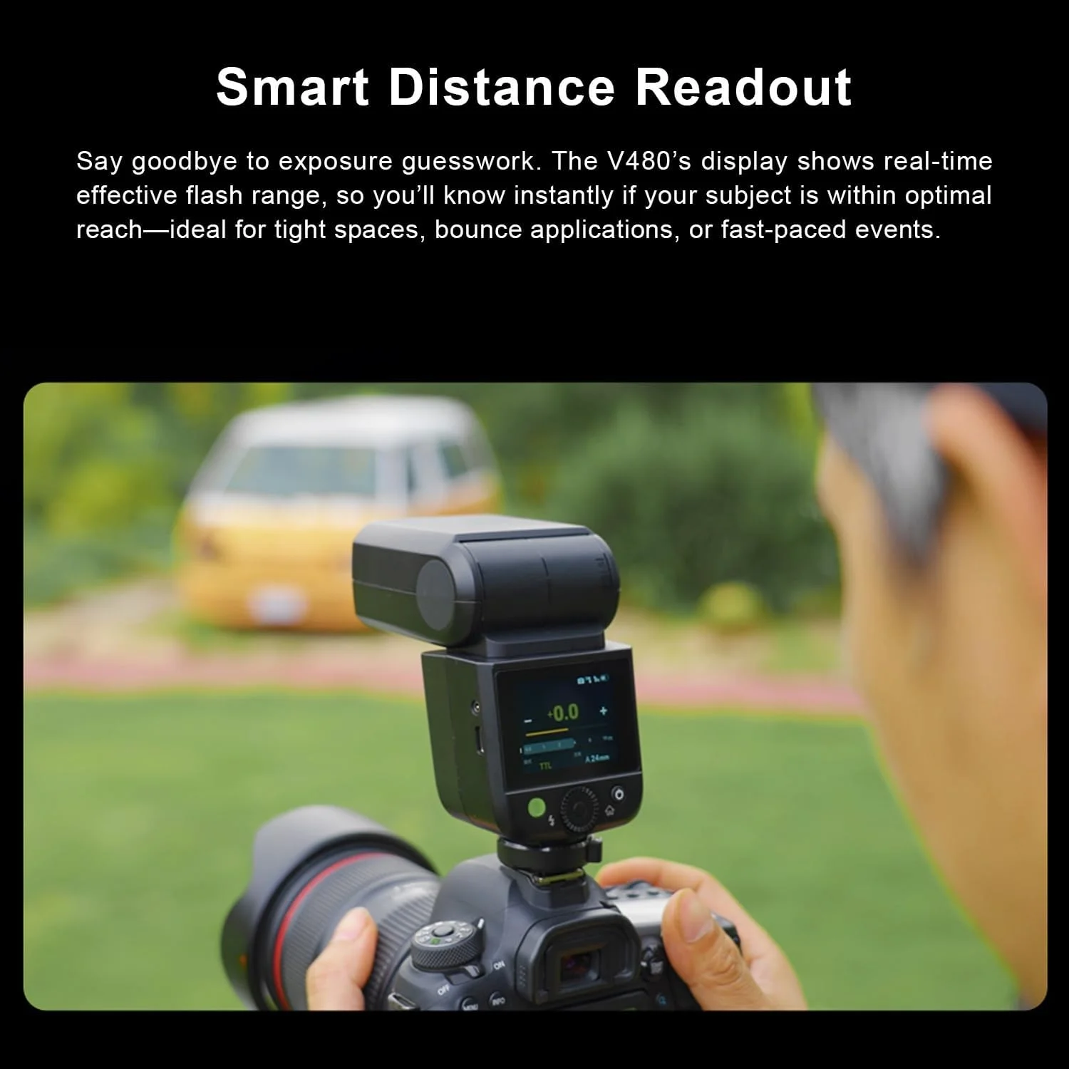 فلاش دوربین Godox V480O با باتری 7.2V/2200mAh، همگام‌سازی پرسرعت 1/8000، سیستم بی‌سیم 2.4GX TTL، زمان بازیافت 1.7 ثانیه، 650 فلاش با قدرت کامل برای دوربین‌های Olympus/Pentax (V480O)