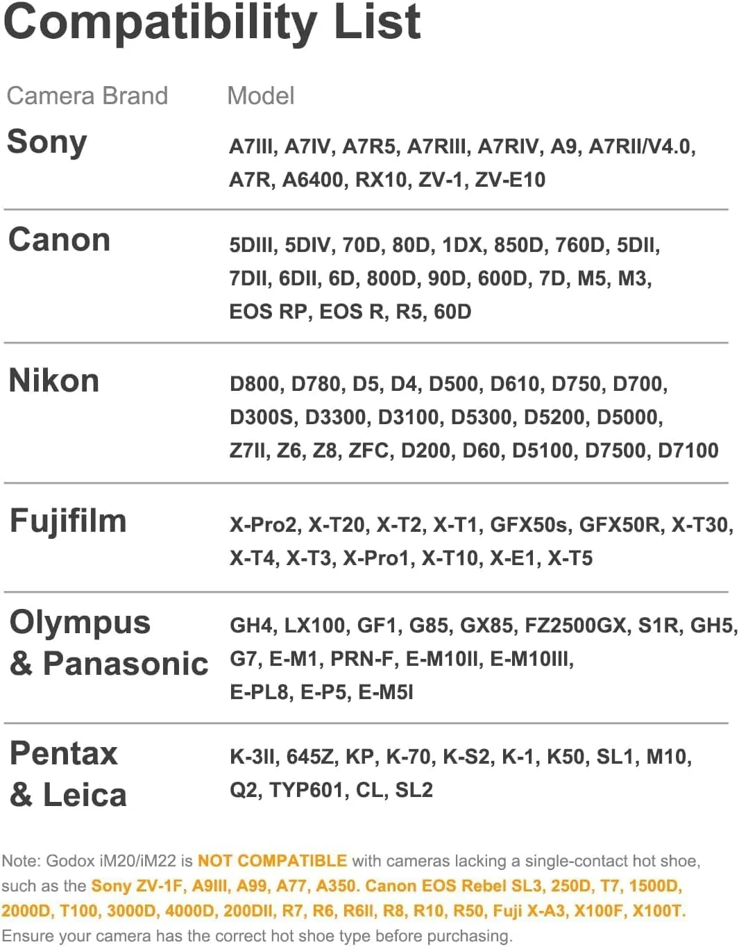 فلاش کوچک گودکس IM20 به همراه دیفیوزر برای دوربین های کانن، نیکون، سونی، فوجی، الیمپوس با هات شو تماسی، 230 فلاش، 5 سطح تنظیم قدرت