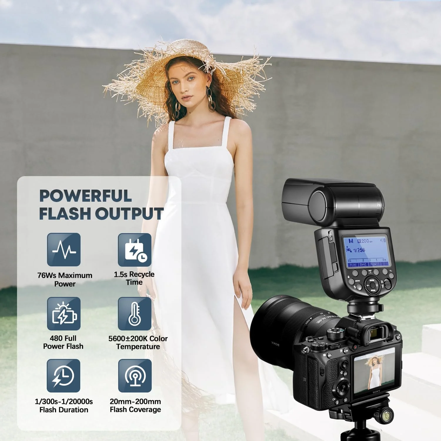 کیت فلاش گودکس V860III برای دوربین سونی، فلاش اسپیدلایت TTL 2.4G با فیلترهای رنگی دیفیوزر، HSS 1/8000S، 480 فلاش با قدرت کامل، زمان بازیافت 1.5 ثانیه، باتری لیتیوم یونی 2600mAh