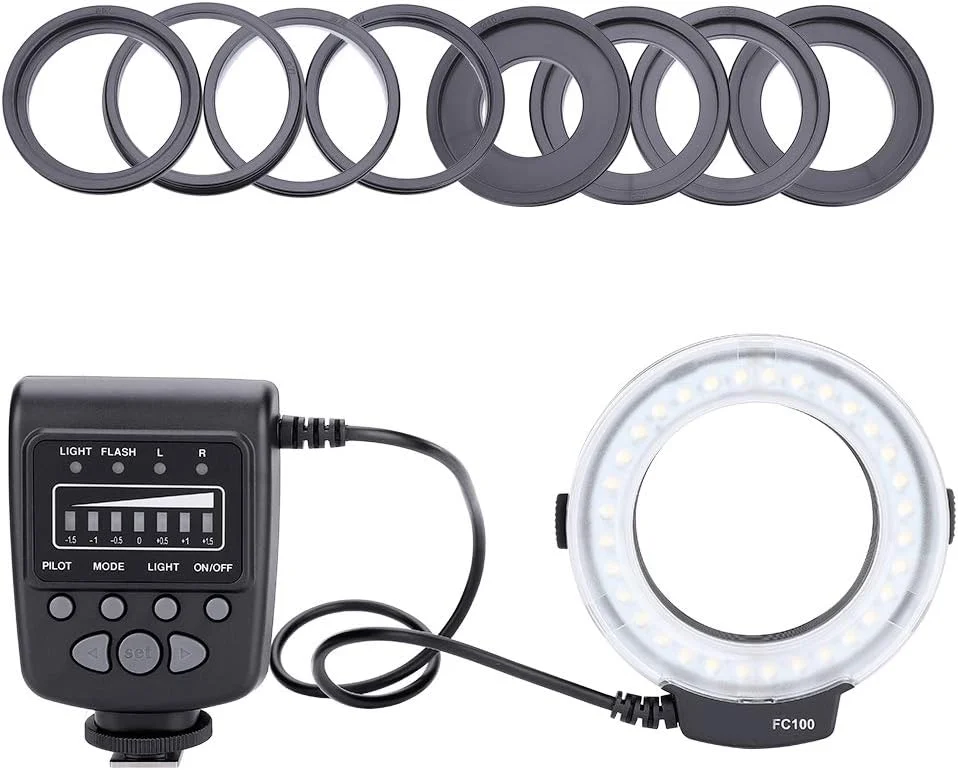 فلاش LED پلاستیکی AFFYLUT، نور حلقه ای LED بادوام با صفحه نمایش LCD قابل حمل، لوازم جانبی برای علاقه مندان به عکاسی