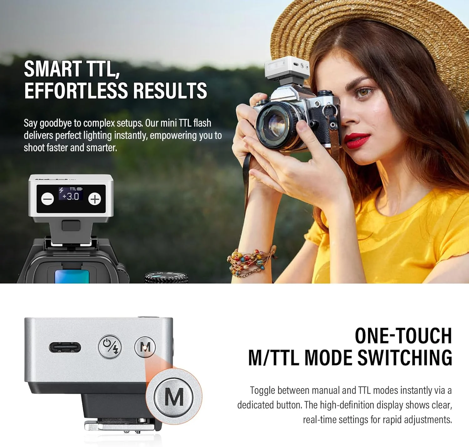 فلاش کوچک گودکس iT20 S TTL - فلاش دوربین iT20S برای سونی با باتری 7.4 ولت 300 میلی آمپر ساعت، بیش از 700 فلاش، بازیافت 1.5 ثانیه، فلاش هات شو با دیفیوزر مغناطیسی/لوازم جانبی فیلتر رنگی برای سونی (نقره ای)