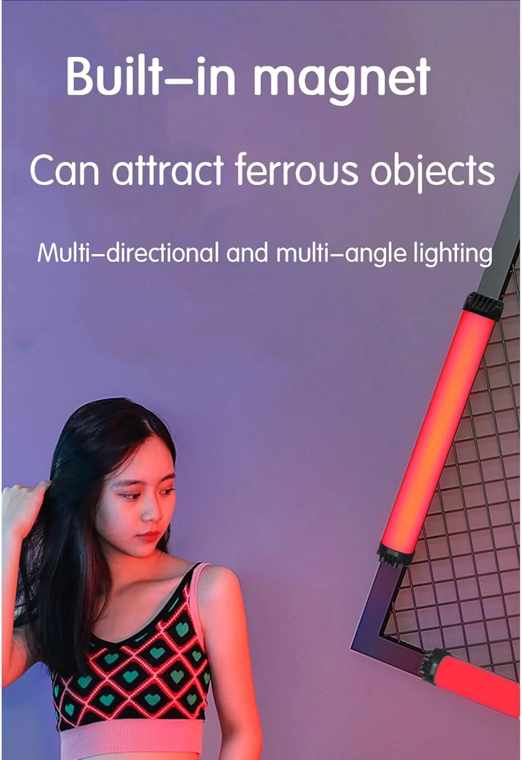 نور دستی حلقه ای، نور پرکننده LED قابل حمل، 3 حالت نور، نور تمام رنگی RGB، نور قابل تنظیم، قابل شارژ از طریق USB، برای ویدئو، عکاسی، پخش زنده، سلفی