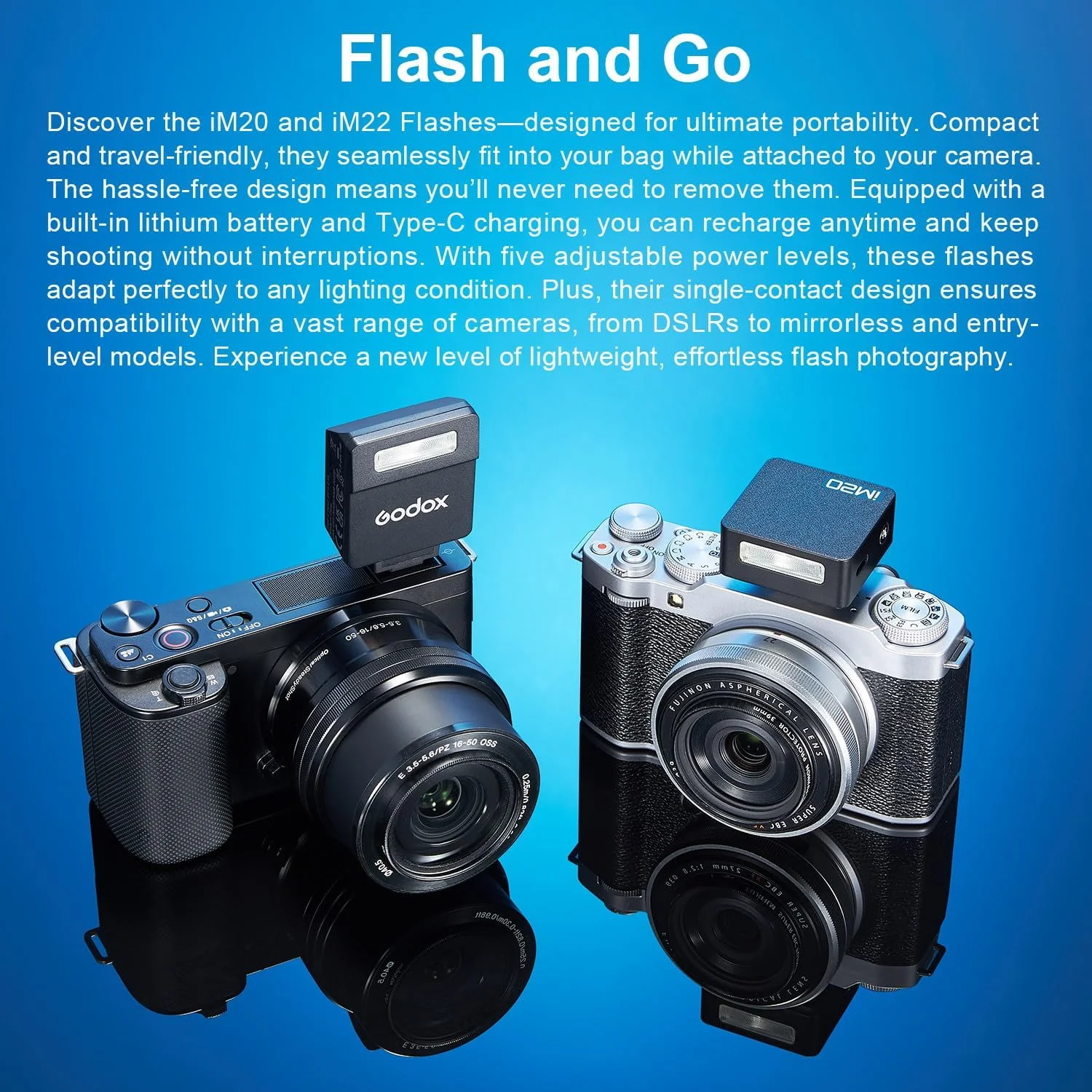 فلاش کوچک گودکس iM20 به همراه دیفیوزر سفید iM20DF - رنگ مشکی