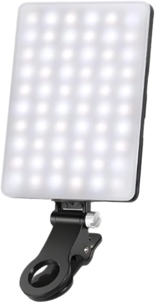 نور سلفی LED قابل حمل، نور سلفی با قابلیت تنظیم نور، نورپردازی چرخشی، گیره قابل شارژ برای تلفن/لپ تاپ، برای ویدیو، عکاسی، پخش زنده، سلفی