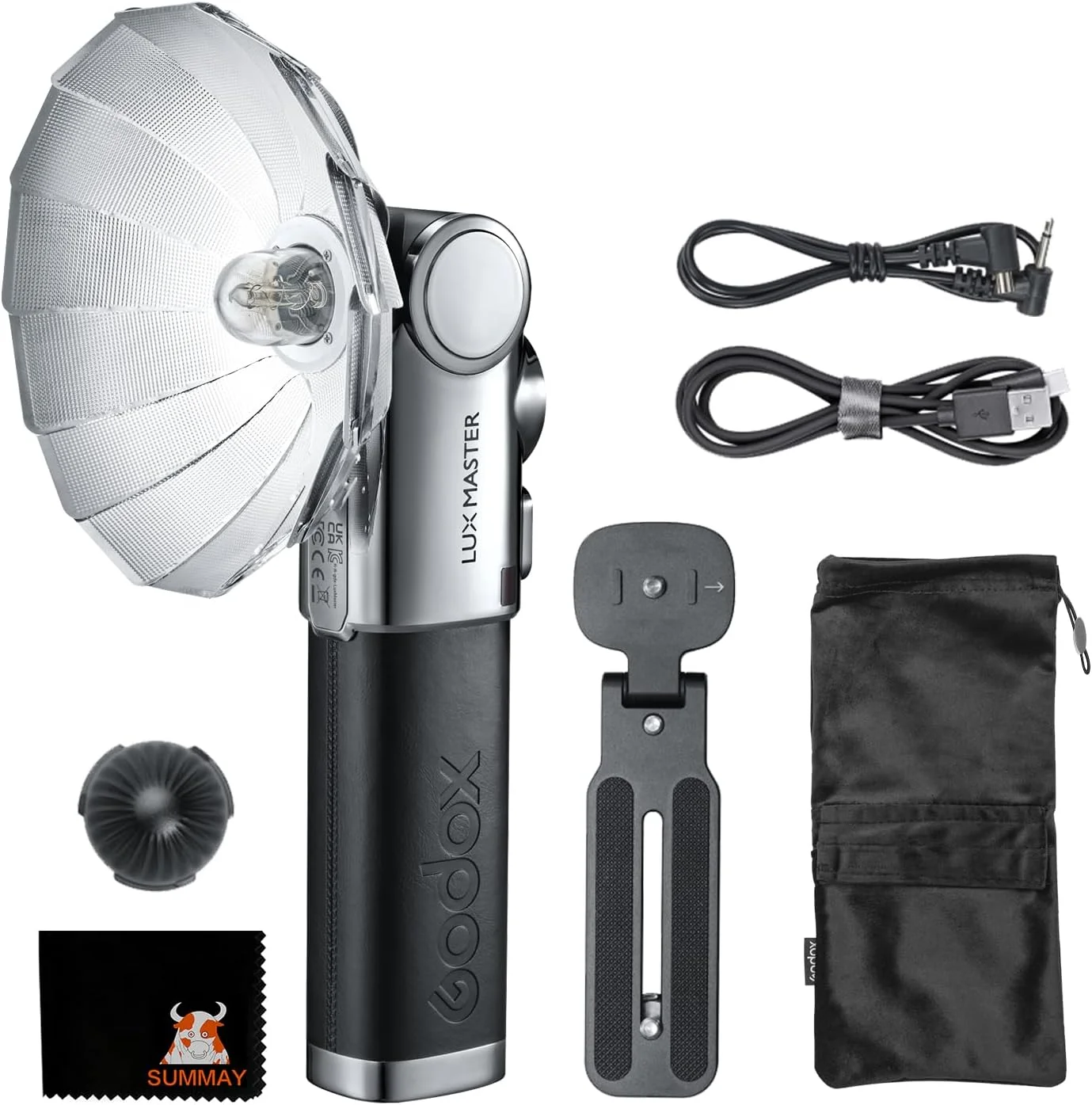 فلاش نور پرکننده رترو Godox Lux Master، کنترل صفحه لمسی، 6000K±300k CCT، GN25 460 توان کامل، شارژ Type-C، به طور یکپارچه با تریگرهایی مانند X3، XproII و X2T کار می کند.