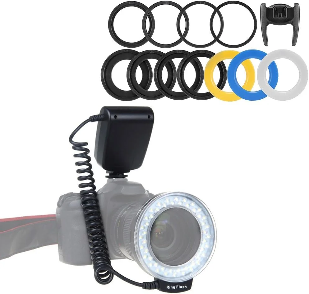 فلاش حلقه ای ماکرو RF-550D با 48 LED برای دوربین های DSLR کانن، نیکون، پنتاکس، المپوس و پاناسونیک