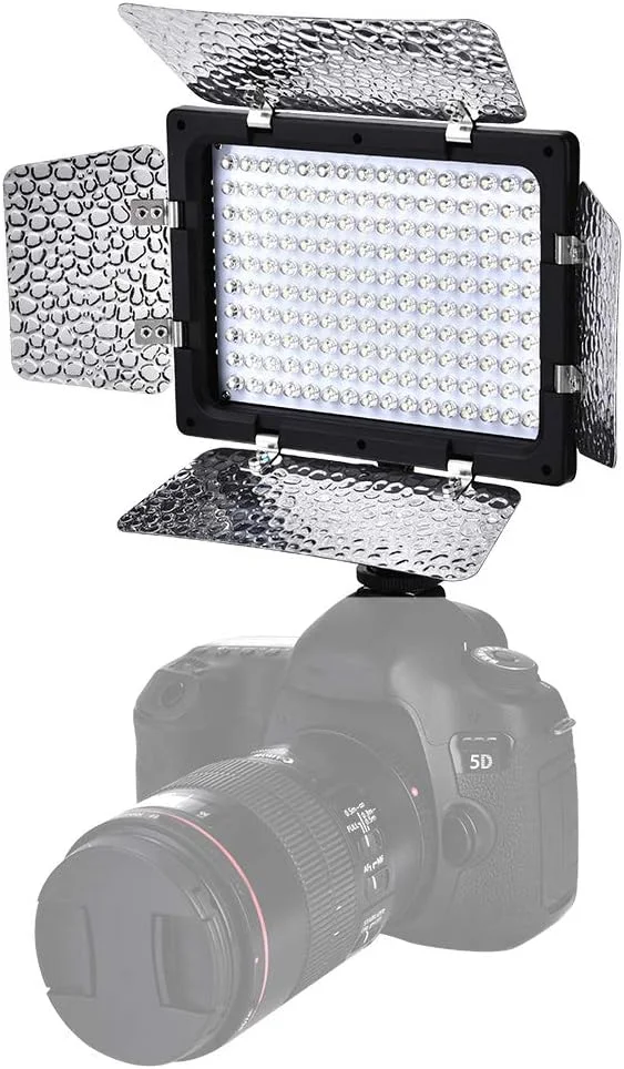 نور ویدئویی LED حرفه ای Haofy W160 دمای رنگ 6000K با تنظیمات روشنایی بالا و پشتیبانی از باتری سری NP-F برای دوربین DSLR و دوربین فیلمبرداری استودیویی