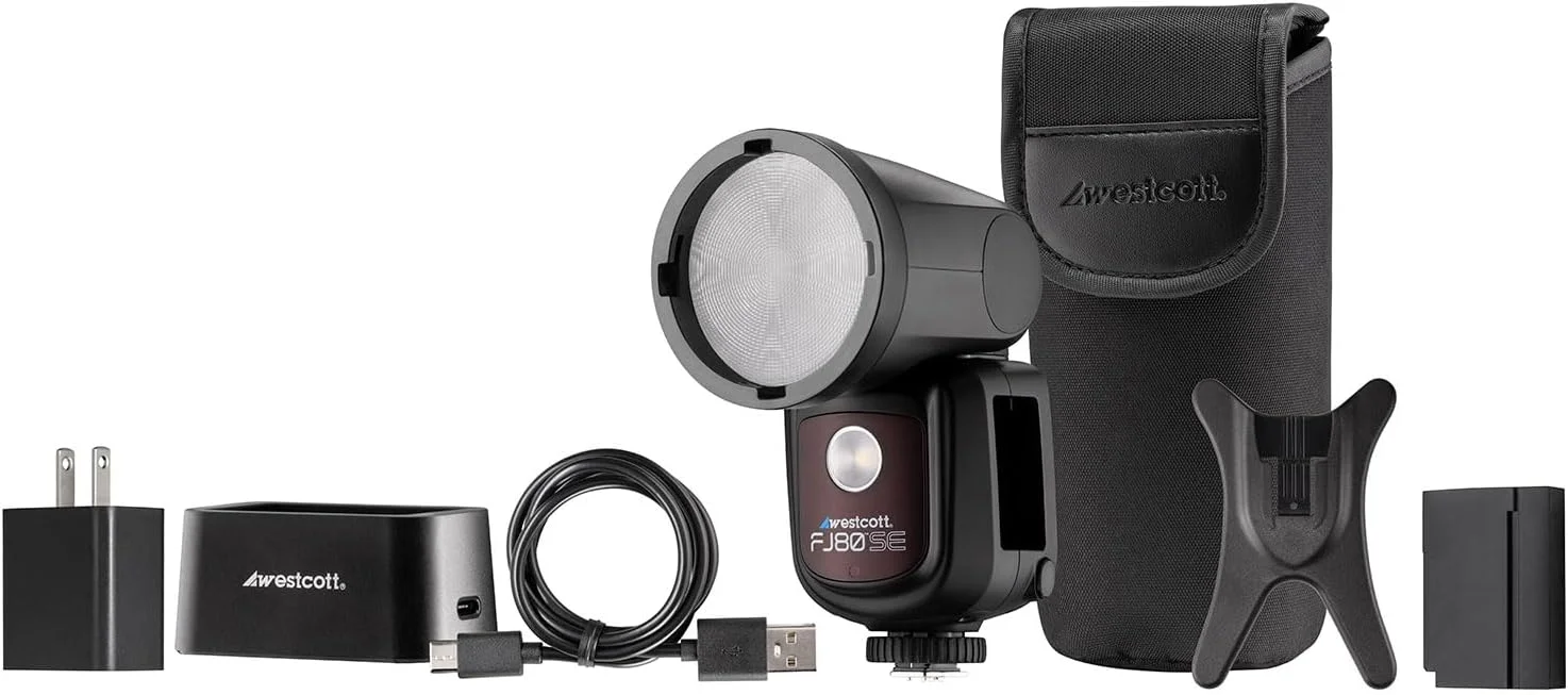 فلاش اسپیدلایت 80Ws وستکات FJ80-SE - TTL و دستی برای فلاش روی دوربین و خارج از دوربین (سازگار با برندهای مختلف)