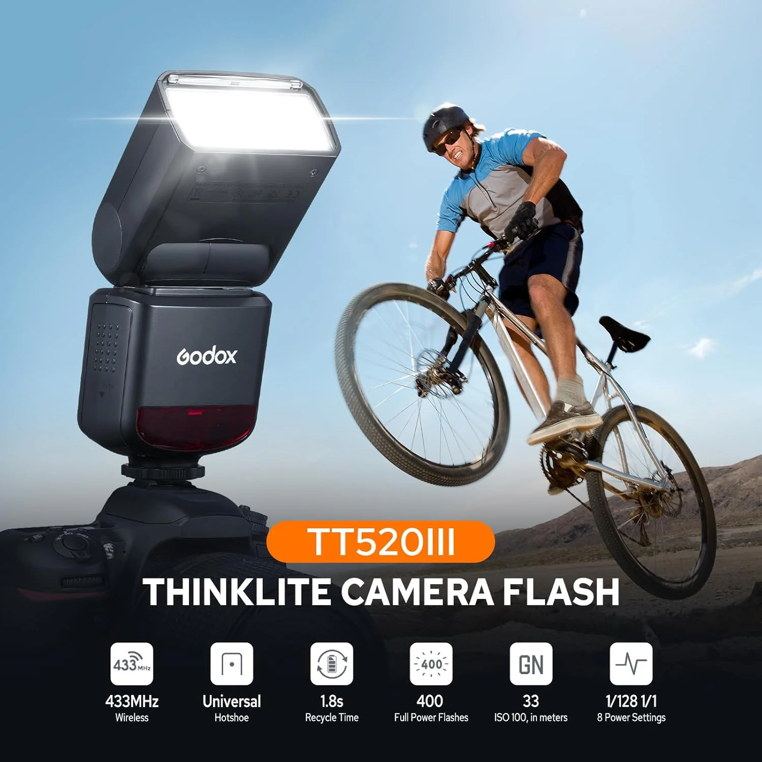 فلاش اسپیدلایت دوربین گودکس TT520III Thinklite Digital GN33 با کنترل نوری S1/S2 و طراحی کفشک تک اتصالی