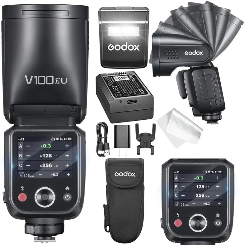 فلاش گودوکس V100 N برای نیکون – کنترل لمسی فلاش دوربین TTL 100 واتی گودوکس 【گودوکس V1 برای نیکون】 فلاش دوربین ارتقا یافته با 70 فلاش متوالی با قدرت کامل