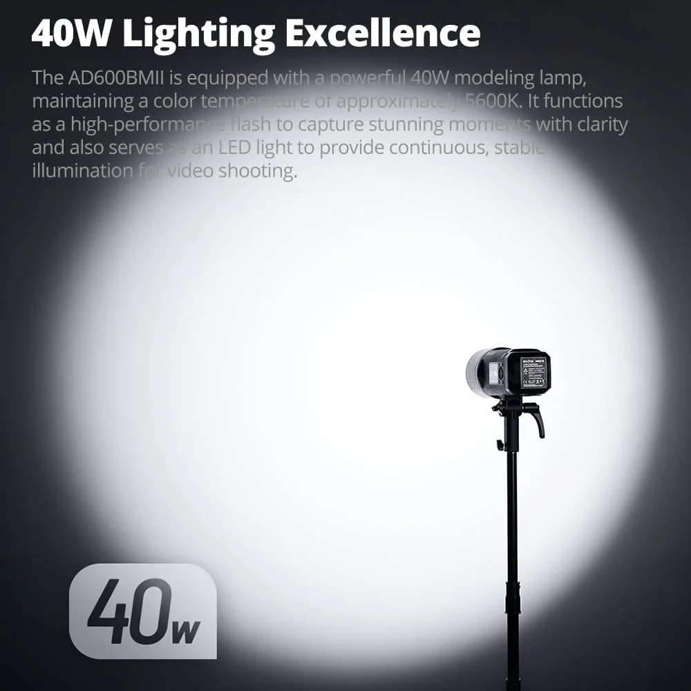 فلاش استودیویی بیرونی گودکس AD600 BM II، 600Ws، سیستم وایرلس 2.4G، TTL GN87 HSS 1/8000s، لامپ مدلینگ 40W 4800K±300K، زمان بازیافت 0.01s~0.9s، 1/1 تا 1/512 با 10 استاپ قدرت (به روز رسانی AD600BM) فلاش استودیویی بیرونی گودکس AD600 BM II، 600Ws، سیستم وایرلس 2.4G، TTL GN87 HSS 1/8000s، لامپ مدلینگ 40W 4800K±300K، زمان بازیافت 0.01s~0.9s، 1/1 تا 1/512 با 10 استاپ قدرت (به روز رسانی AD600BM)