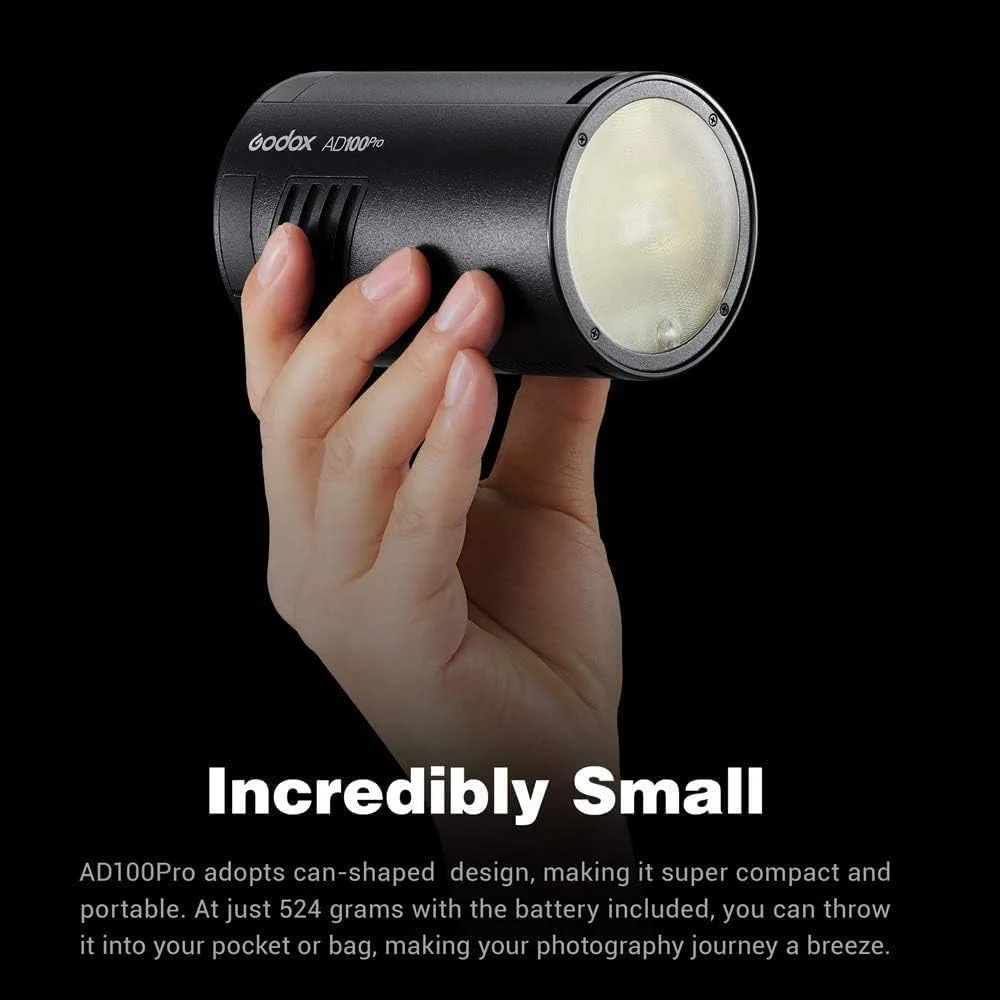 فلاش جیبی گودکس AD100Pro 100Ws TTL 2.4G HSS 1/8000s، باتری لیتیومی 7.2V/2600mAh، 360 فلاش با قدرت کامل، بازیافت 0.01-1.5 ثانیه