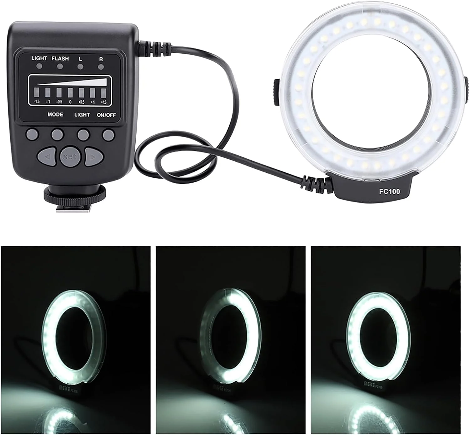 فلاش LED قابل حمل Tihebeyan FC-100 کیت نور پرکننده دوربین برای علاقه مندان به عکاسی، شامل 8 آداپتور