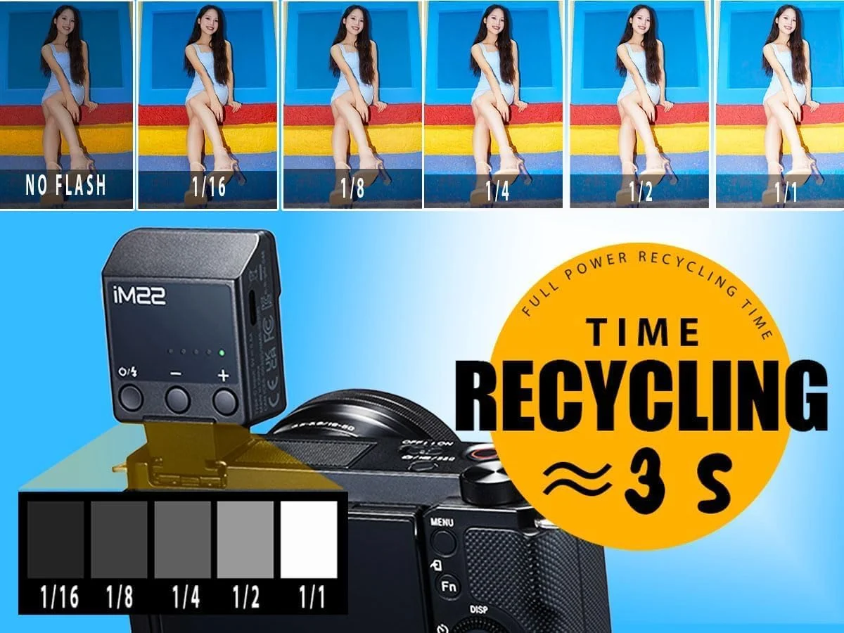 فلاش کوچک دستی iM22 با ۵ سطح خروجی، ۴۴۰ فلاش با قدرت کامل، شارژ USB-C، سازگار با Ricoh GR III GR III X Canon Sony Nikon Pentax Panasonic Olympus فلاش کوچک دستی iM22 با ۵ سطح خروجی، ۴۴۰ فلاش با قدرت کامل، شارژ USB-C، سازگار با Ricoh GR III GR III X Canon Sony Nikon Pentax Panasonic Olympus