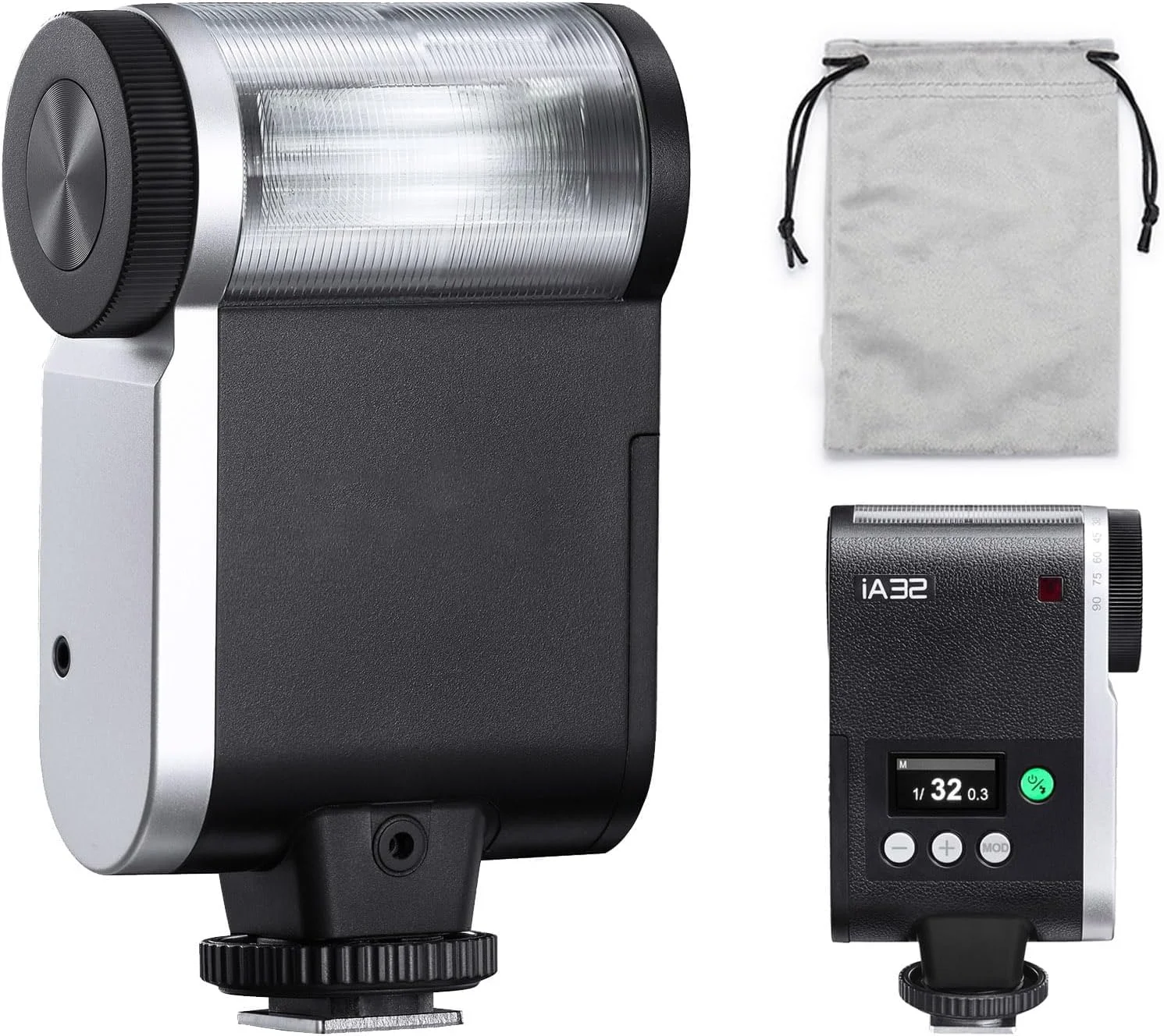 فلاش دوربین iA32، فلاش جیبی با اندازه جمع و جور، زاویه قابل تنظیم GN15 با 8 سطح قدرت فلاش CCT 6200K±200K برای دوربین‌های Can-on/So-ny/Fuj-ifilm/Ni-kon/Pan-asonic با هات شو تک کنتاکت