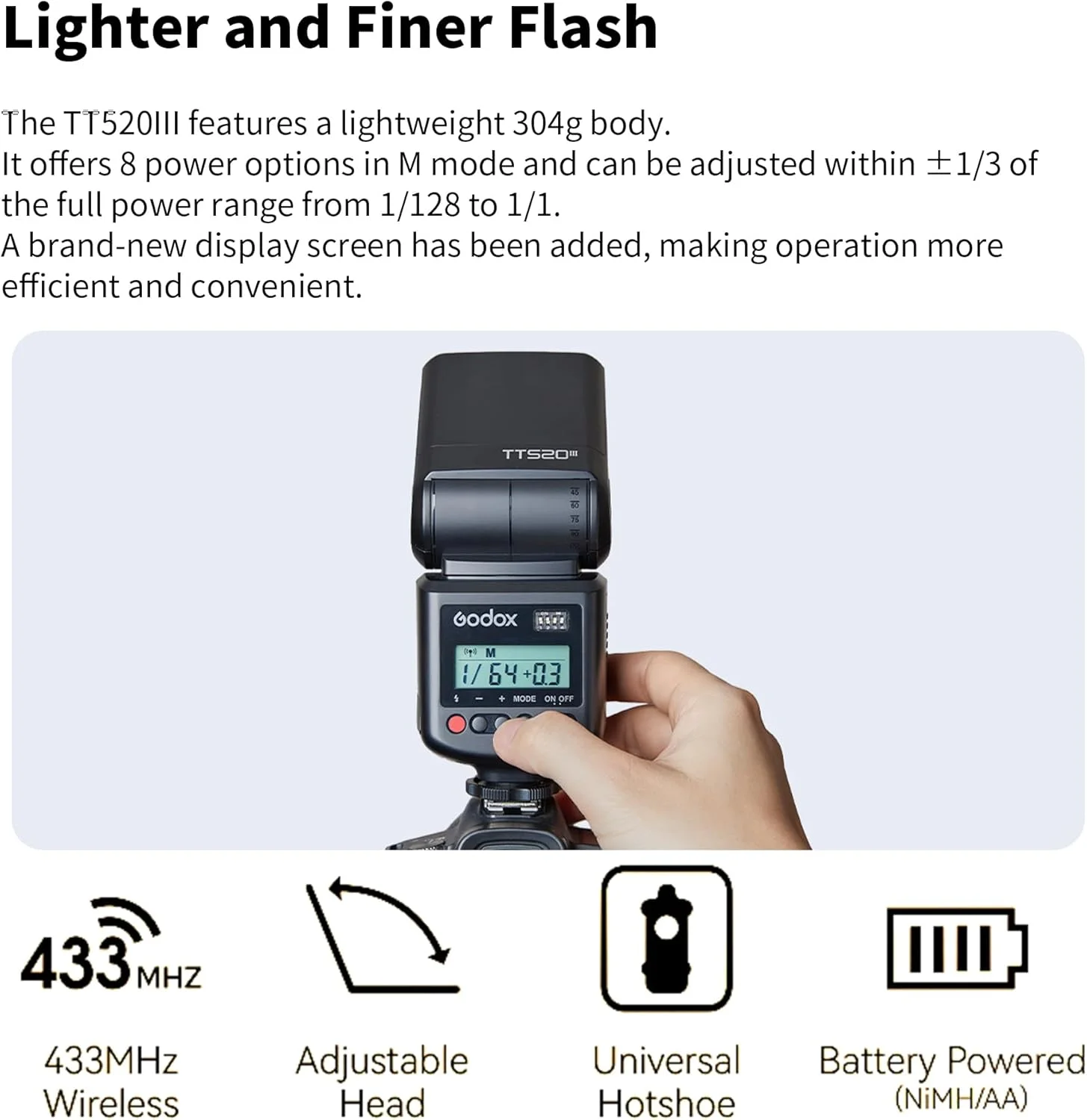 فلاش دوربین GODOX TT520 III یونیورسال اسپیدلایت با فرستنده تریگر وایرلس RT برای دوربین های DSLR سونی کانن نیکون پنتاکس المپوس فوجی پاناسونیک با هات شو فلاش دوربین GODOX TT520 III یونیورسال اسپیدلایت با فرستنده تریگر وایرلس RT برای دوربین های DSLR سونی کانن نیکون پنتاکس المپوس فوجی پاناسونیک با هات شو