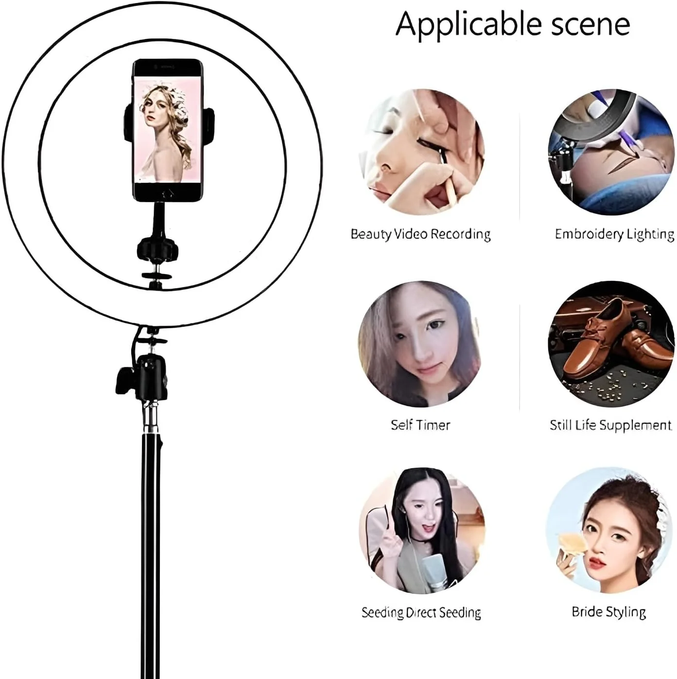 حلقه نور LED سلفی 10 اینچی با پایه سه پایه قابل تنظیم تا 178 سانتی متر - حلقه نور سلفی دیمر پذیر با نگهدارنده تلفن جهانی برای عکاسی، فیلمبرداری و آرایش حلقه نور LED سلفی 10 اینچی با پایه سه پایه قابل تنظیم تا 178 سانتی متر - حلقه نور سلفی دیمر پذیر با نگهدارنده تلفن جهانی برای عکاسی، فیلمبرداری و آرایش