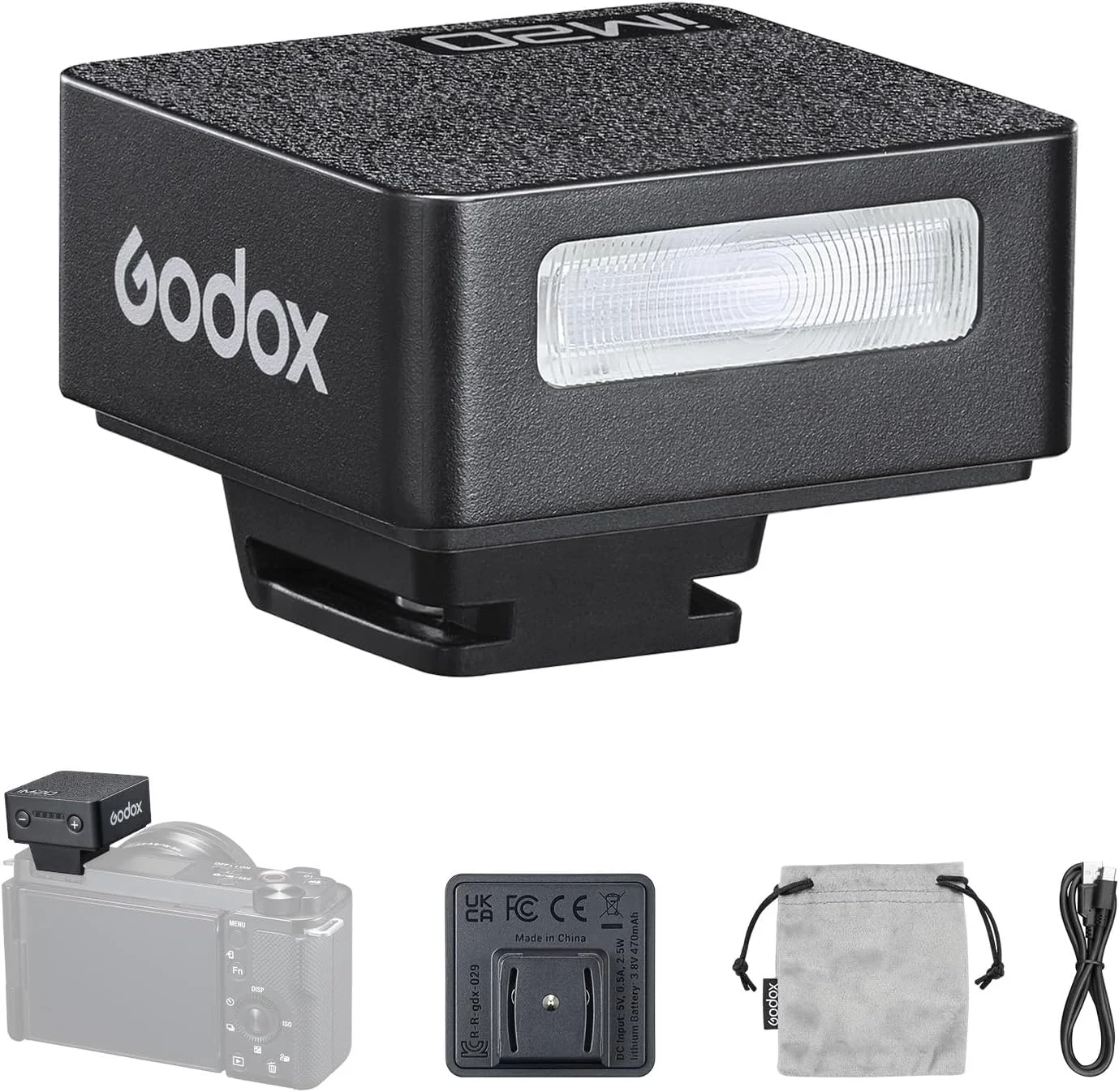 فلاش دوربین گودکس iM20، فلاش کوچک 440 با قدرت کامل با 5 سطح قدرت GN10 فلاش اکسترنال هات شو، زمان بازیافت 3 ثانیه برای سونی (A7R V/A7 III/RX100 VII و غیره) نیکون/کانن/فوجی (IM20)