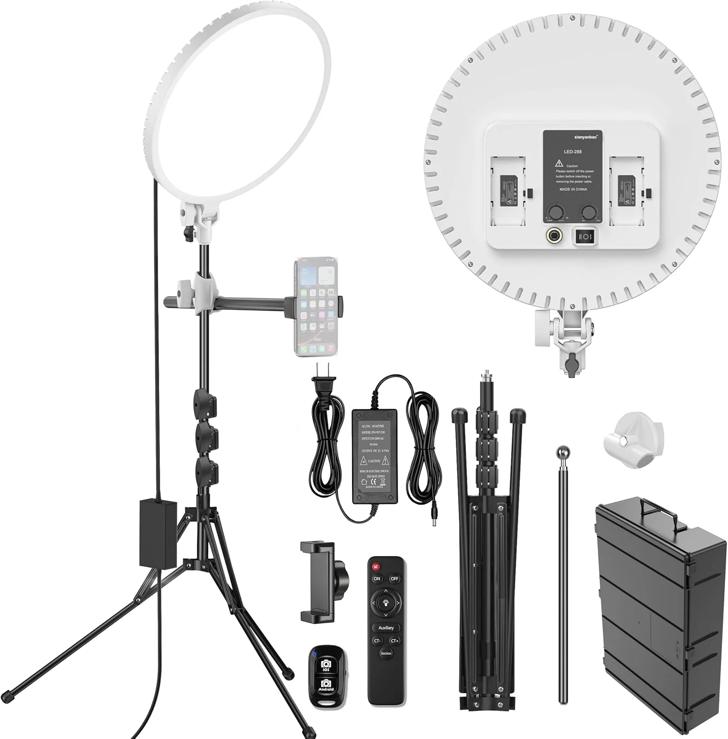 حلقه نور بزرگ با پایه سه پایه 72 اینچی، (سفید-3، 13) حلقه نور بزرگ با پایه سه پایه 72 اینچی، (سفید-3، 13)