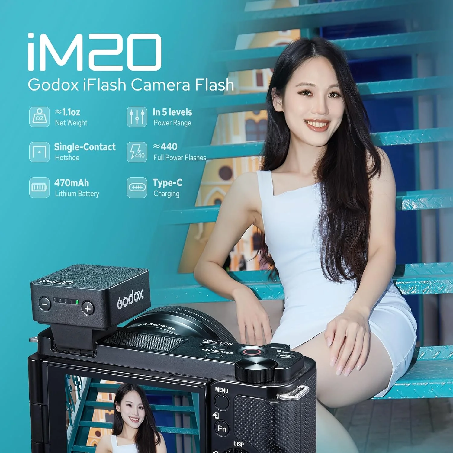 فلاش دوربین گودکس iM20، فلاش کوچک 440 با قدرت کامل با 5 سطح قدرت GN10 فلاش اکسترنال هات شو، زمان بازیافت 3 ثانیه برای سونی (A7R V/A7 III/RX100 VII و غیره) نیکون/کانن/فوجی (IM20) فلاش دوربین گودکس iM20، فلاش کوچک 440 با قدرت کامل با 5 سطح قدرت GN10 فلاش اکسترنال هات شو، زمان بازیافت 3 ثانیه برای سونی (A7R V/A7 III/RX100 VII و غیره) نیکون/کانن/فوجی (IM20)