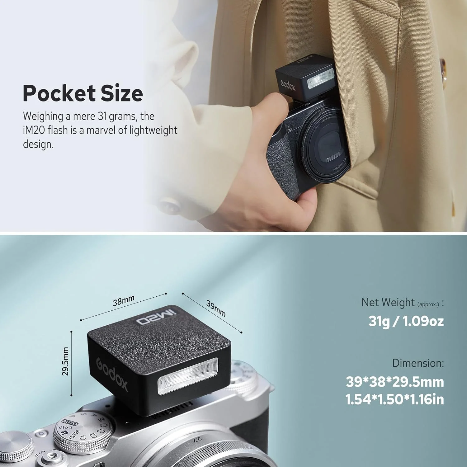 فلاش دوربین گودکس iM20، فلاش کوچک 440 با قدرت کامل با 5 سطح قدرت GN10 فلاش اکسترنال هات شو، زمان بازیافت 3 ثانیه برای سونی (A7R V/A7 III/RX100 VII و غیره) نیکون/کانن/فوجی (IM20) فلاش دوربین گودکس iM20، فلاش کوچک 440 با قدرت کامل با 5 سطح قدرت GN10 فلاش اکسترنال هات شو، زمان بازیافت 3 ثانیه برای سونی (A7R V/A7 III/RX100 VII و غیره) نیکون/کانن/فوجی (IM20)